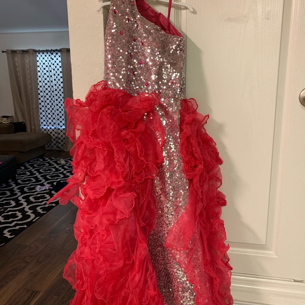 Pink Girls Formal Pageant Dress One Shoulder